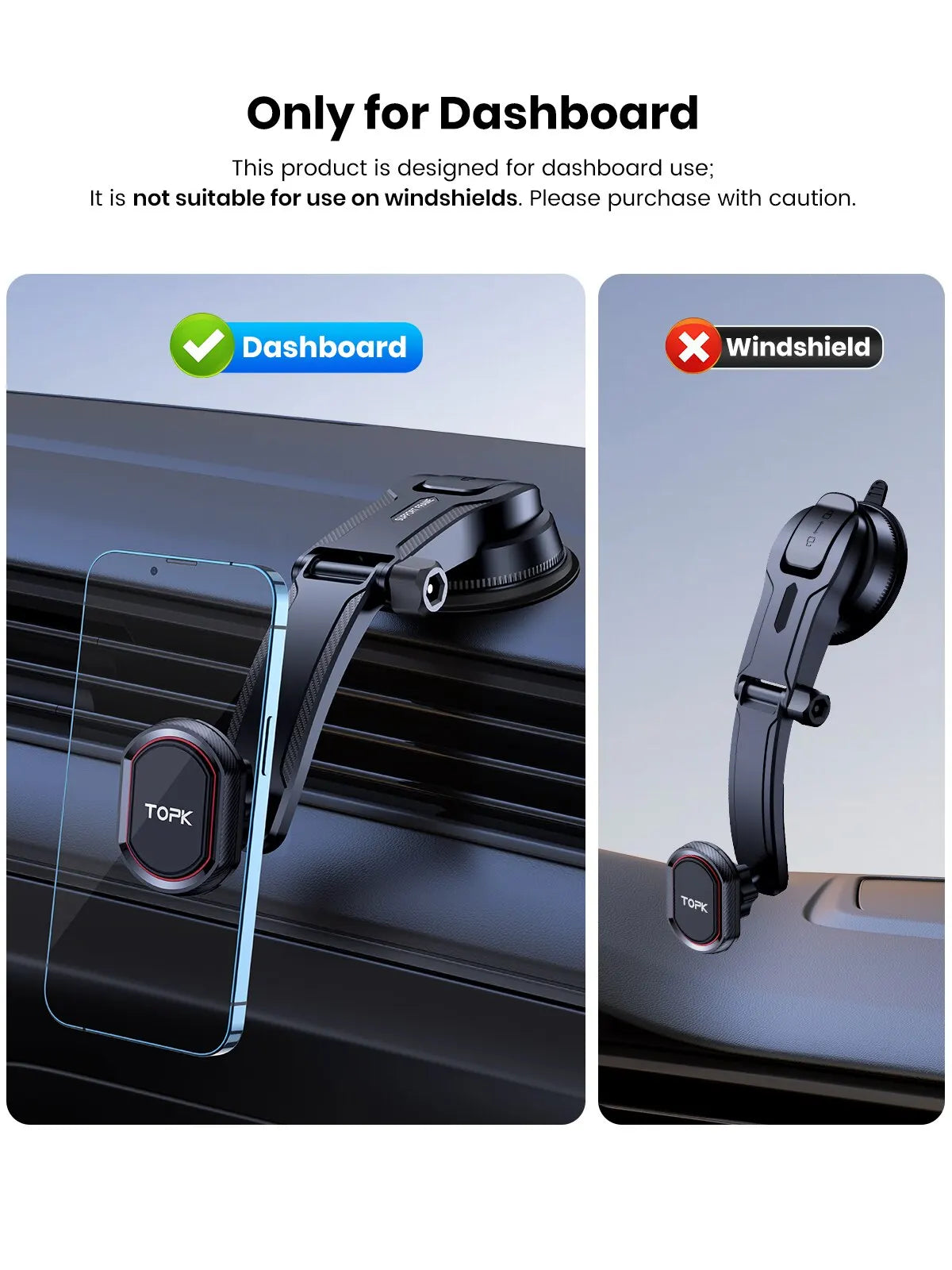 5-Second Secure Car Phone Holder - Gravity Stand for iPhone, Xiaomi, Samsung - Dashboard & Windshield Mount