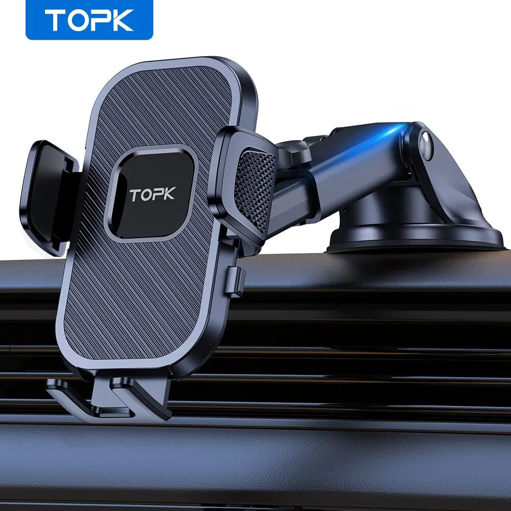 5-Second Secure Car Phone Holder - Gravity Stand for iPhone, Xiaomi, Samsung - Dashboard & Windshield Mount