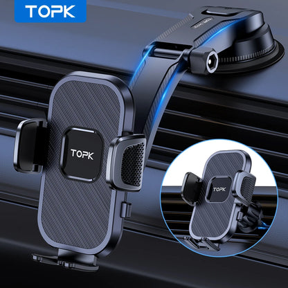 5-Second Secure Car Phone Holder - Gravity Stand for iPhone, Xiaomi, Samsung - Dashboard & Windshield Mount