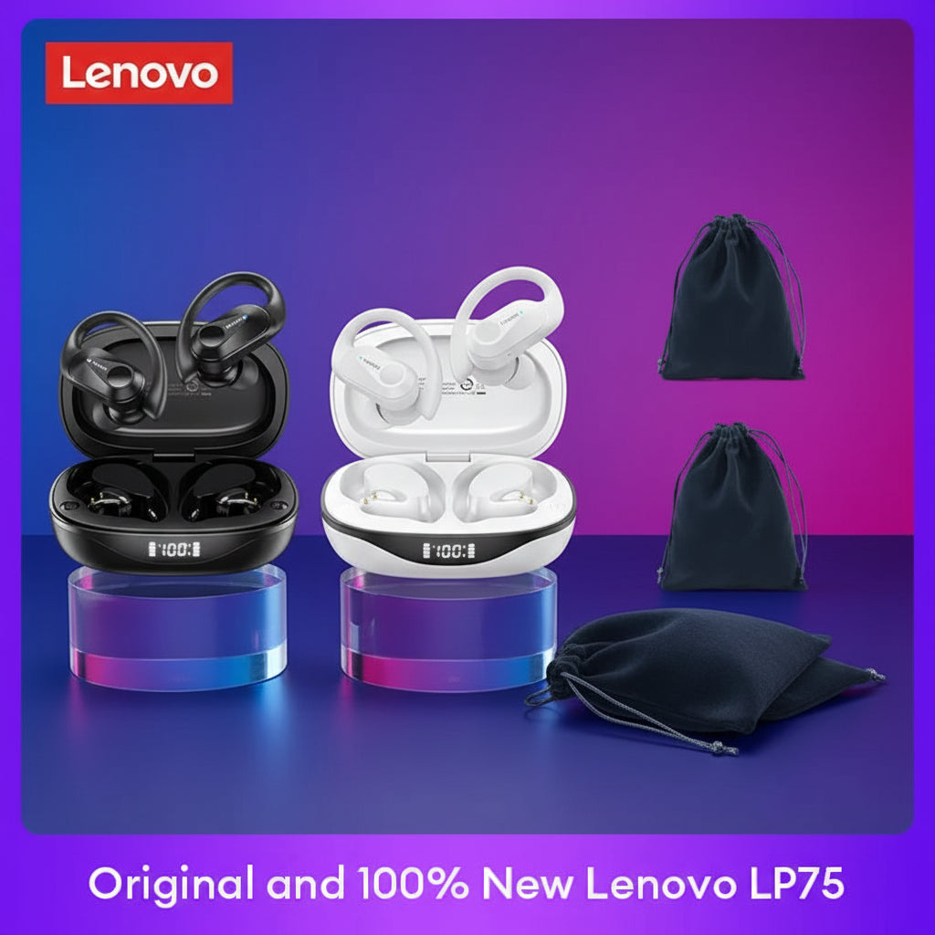 Original Lenovo LP75 TWS Bluetooth V5.3 Headphones Wireless LED Digital Display Earphones Noise Reduction Waterproof Headset New