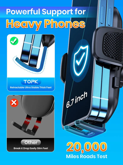 5-Second Secure Car Phone Holder - Gravity Stand for iPhone, Xiaomi, Samsung - Dashboard & Windshield Mount